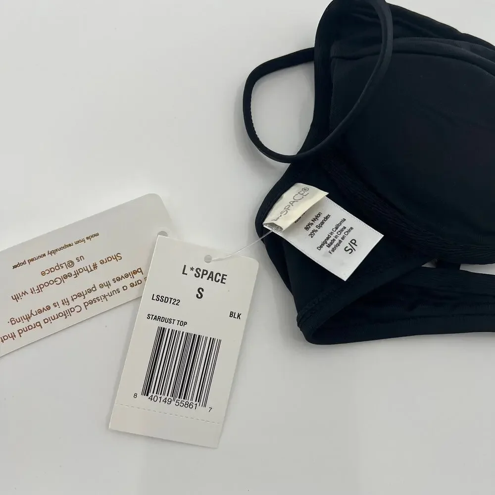 L*SPACE Stardust Bikini Top In Black S